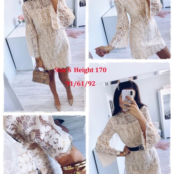 💝HP×2💝Elegant lace flare sleeve party dress - Picture 6 of 7